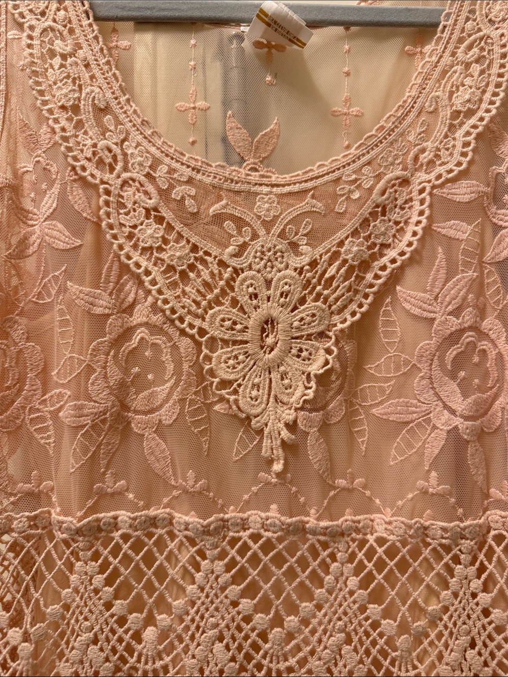 Sundance Blush Peach Lace Midi Dress - Picture 3 of 7